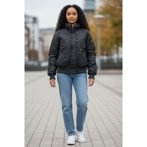 Denim & Supply Ralph Lauren Down Snorkel Black Flight Jacket Womens XS Bomber‎
